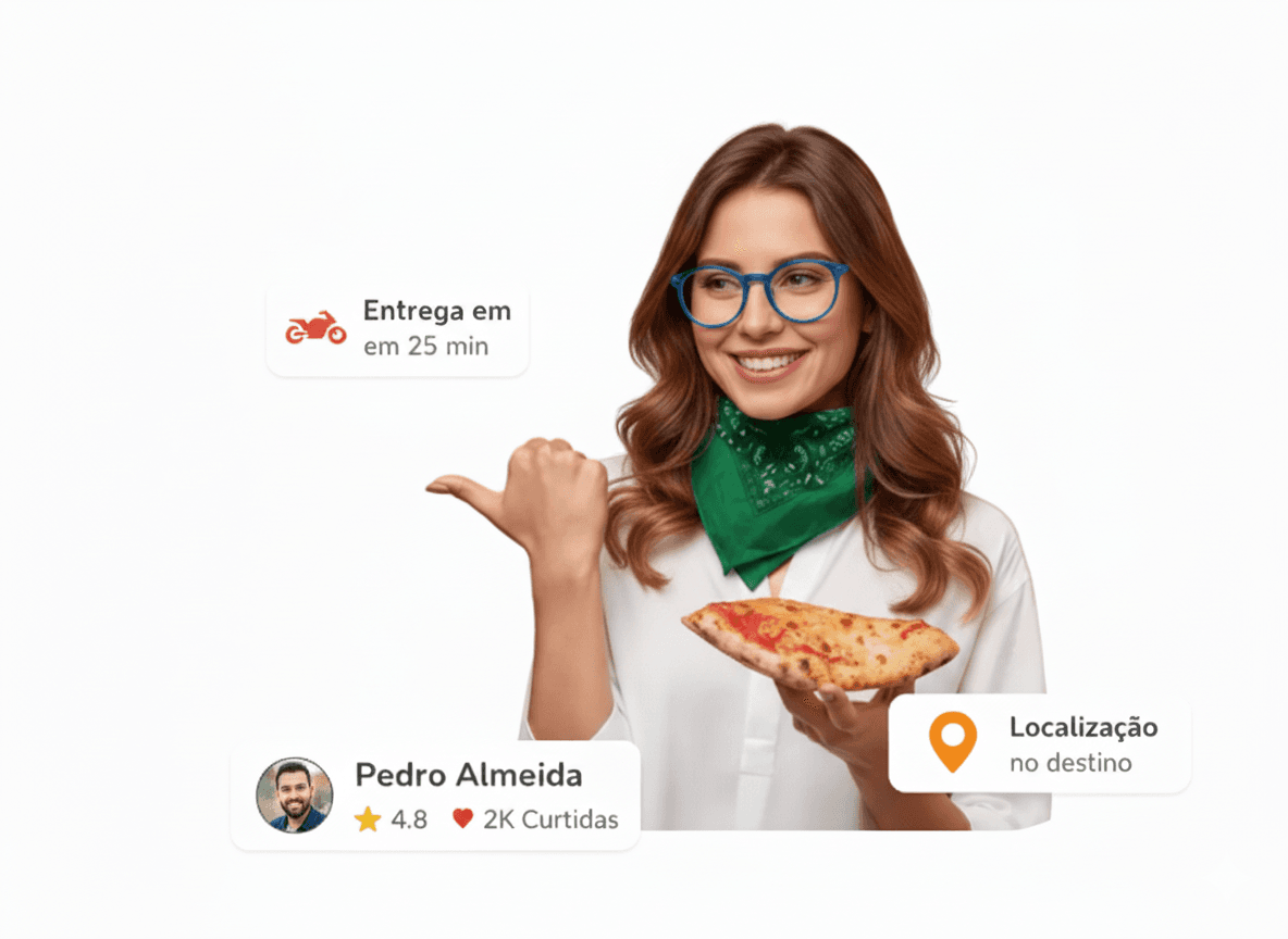 Mulher feliz segurando uma fatia de pizza